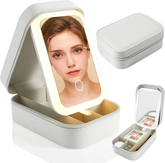 White Jewelry Box with LED Mirror