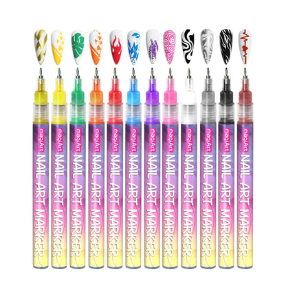 Nail Art Pens Set of 12 Colors
