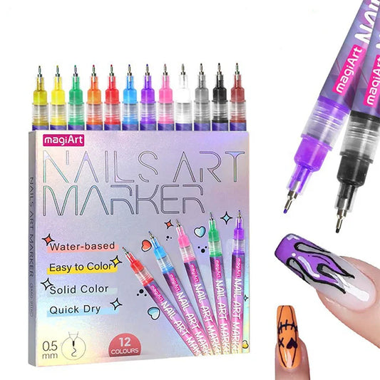 Nail Art Pens Set of 12 Colors